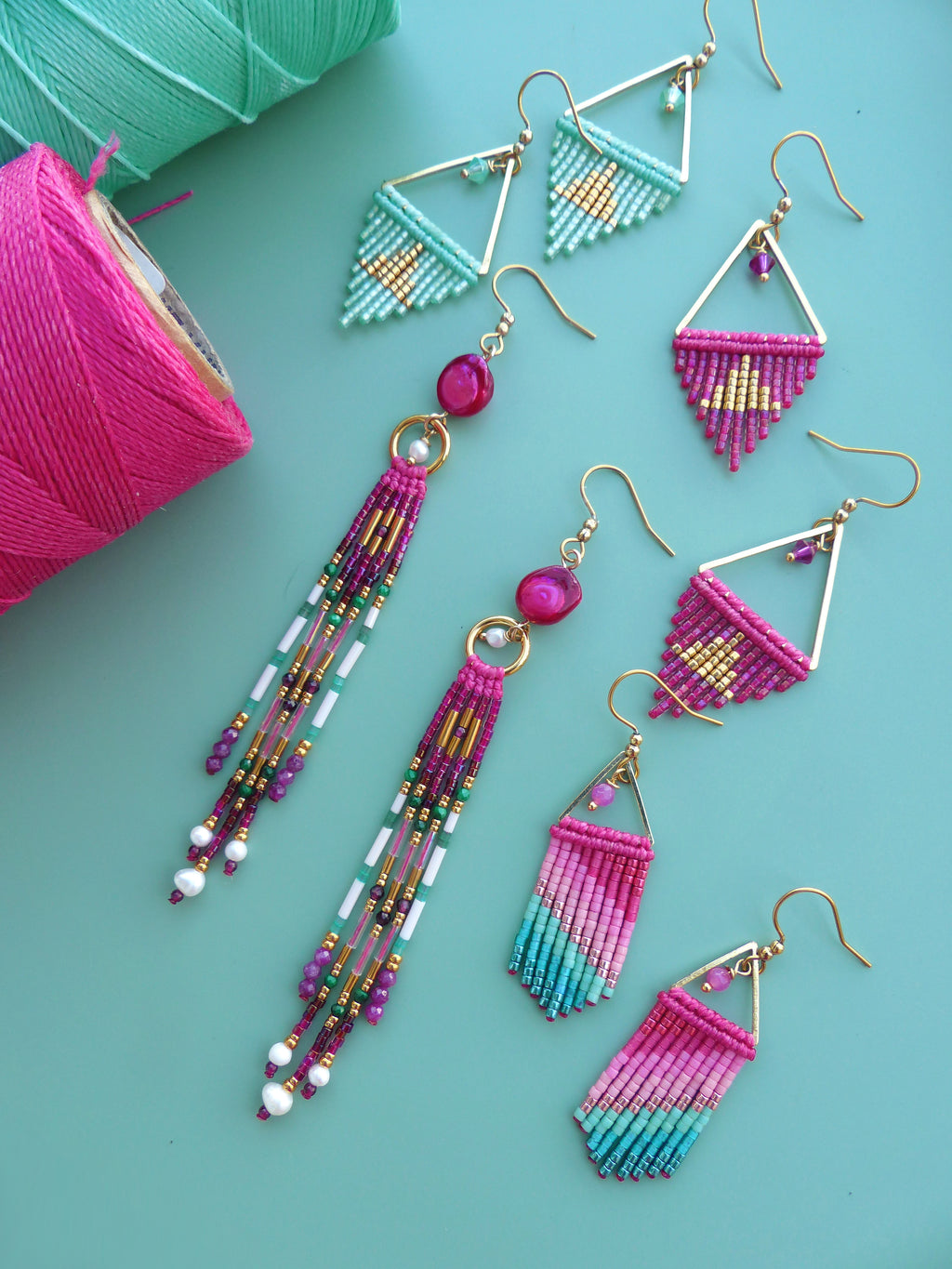 Mini boucles d'oreilles à franges motifs rayures - Couleurs gourmandes - Collection French Riviera (Copie)