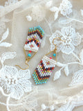 Mini boucles d'oreilles à franges motifs chevrons - Couleurs estivales - Style ethnique - Collection French Riviera