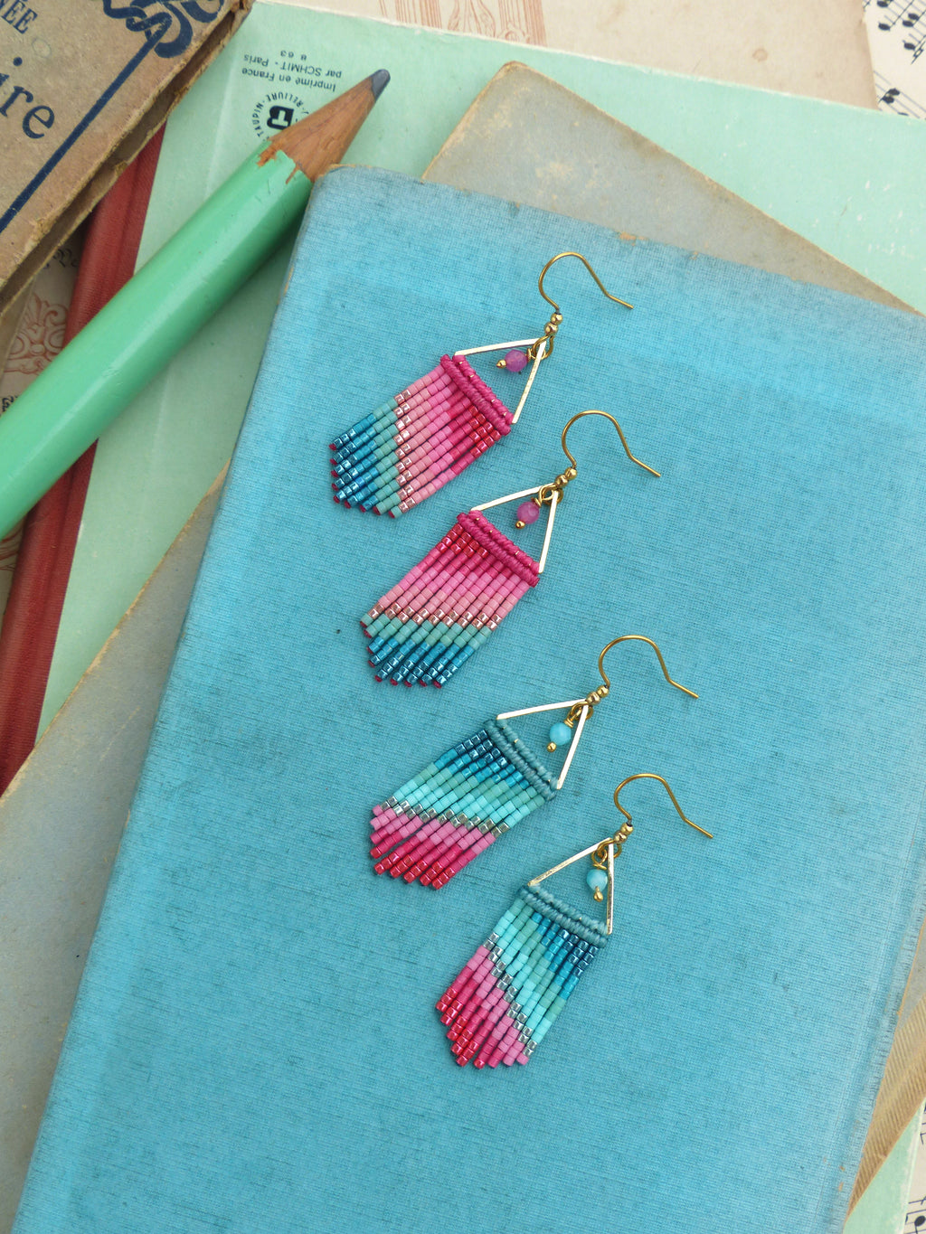 Mini boucles d'oreilles à franges motifs rayures - Couleurs gourmandes - Collection French Riviera (Copie)