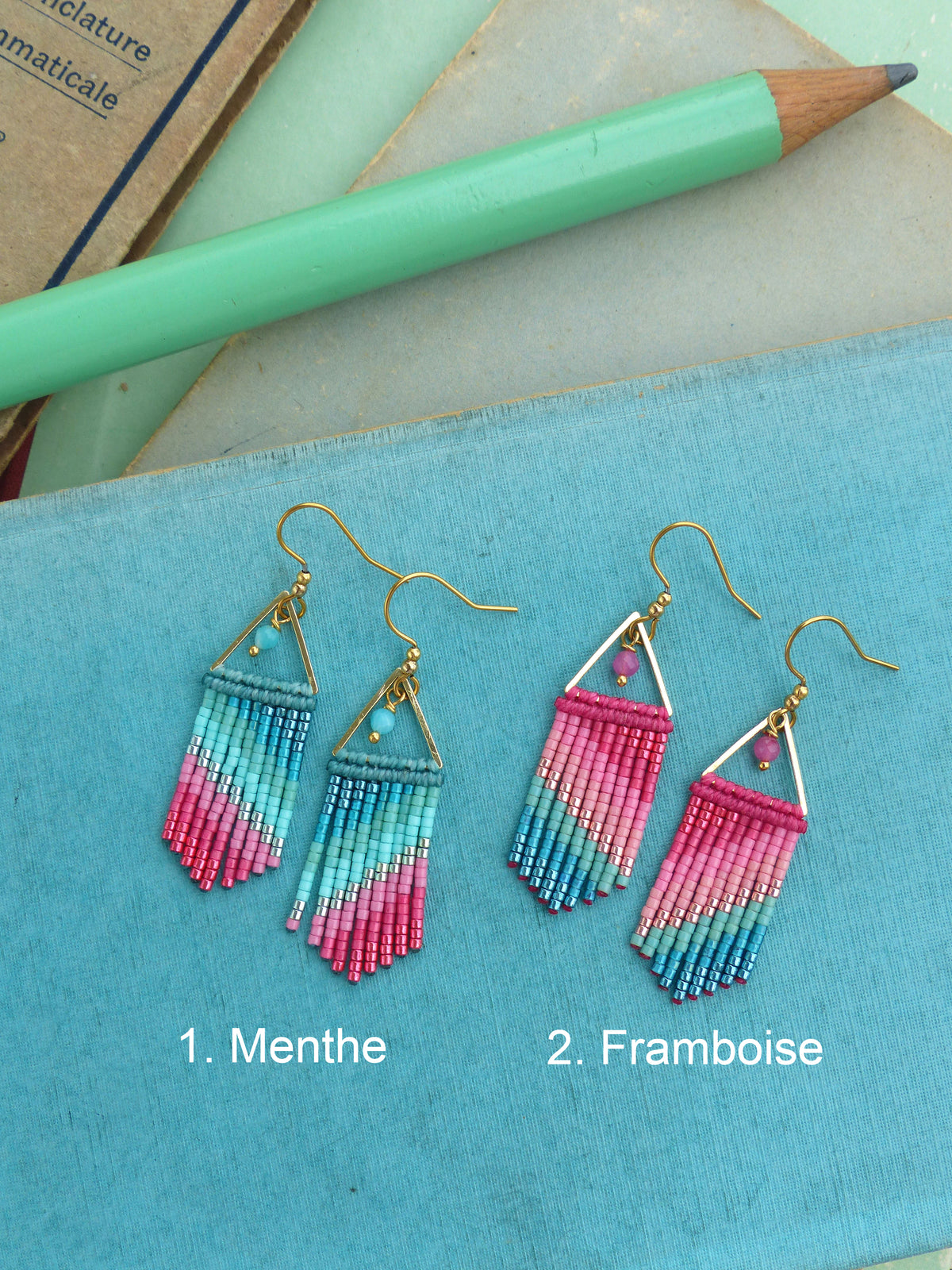 Mini boucles d'oreilles à franges motifs rayures - Couleurs gourmandes - Collection French Riviera (Copie)