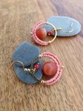 Mini boucles d'oreilles créoles GOA en agate givrée rouge orange terracotta - Pièce unique