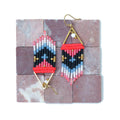 Noir rose fluo blanc bleu doré - Boucles d'oreilles tissées en micro macramé et perles de rocailles miyuki delica - Bijoux boho bohème chic
