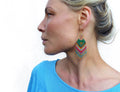 Boucles d'oreilles à franges perlées couleurs Bollywood vert orange rose doré