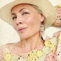 Longues boucles d'oreilles style bohème folk à franges perlées en macramé et perles miyuki rose pastel Cadeau pour elle Noel Saint Valentin